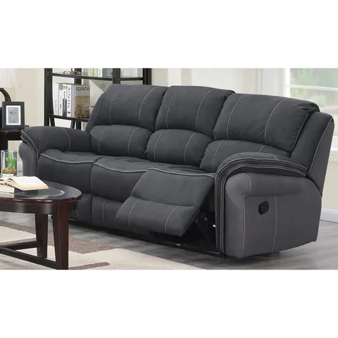 BOXED MEUDON 3 SEATER RECLINING SOFA - CHARCOAL (1 BOX)