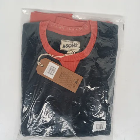 BAGGED & SONS MARSHALL COLOR BLOCK SWEATSHIRT IN NAVY SIZE XXL