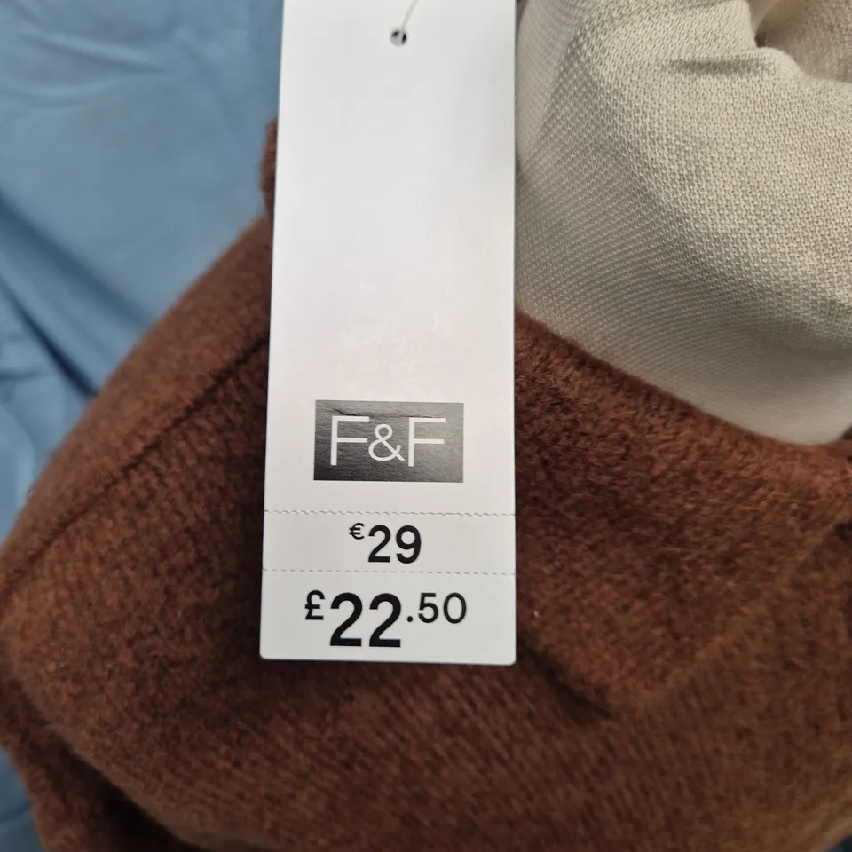 F&F BROWN POLO COLLAR KNIT SWEATER – UK SIZE L