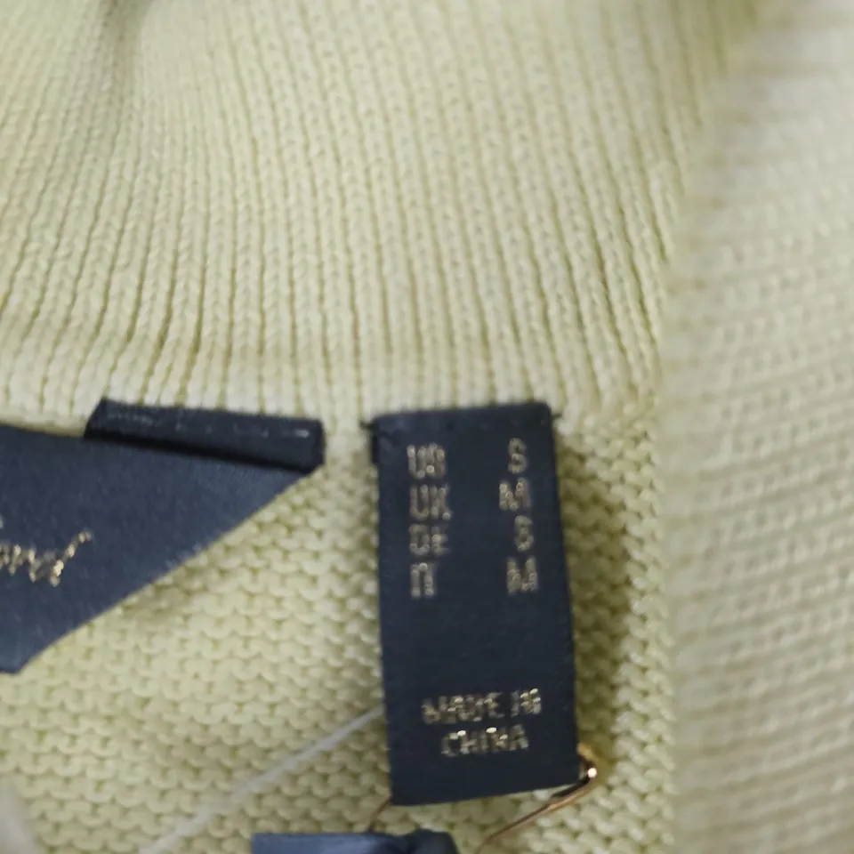 RUTH LANGFORD PALE YELLOW KNITTED POLO-NECK JUMPER – WITH TAGS UK M