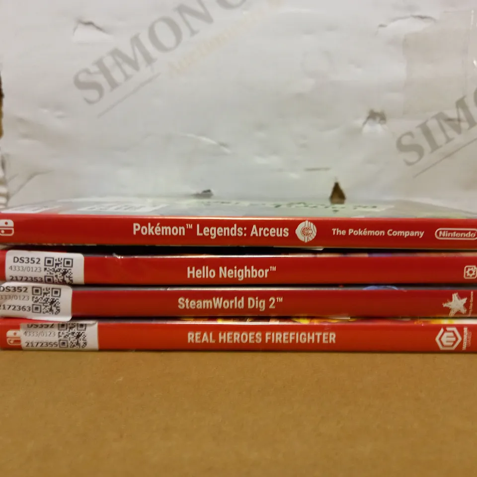 LOT OF APPROXIMATELY 4 NINTENDO SWITCH GAMES TO INCLUDE HELLO NEIGHBOR, STEAMWORLD DIG 2, REAL HEROES FIREFIGHTER ETC