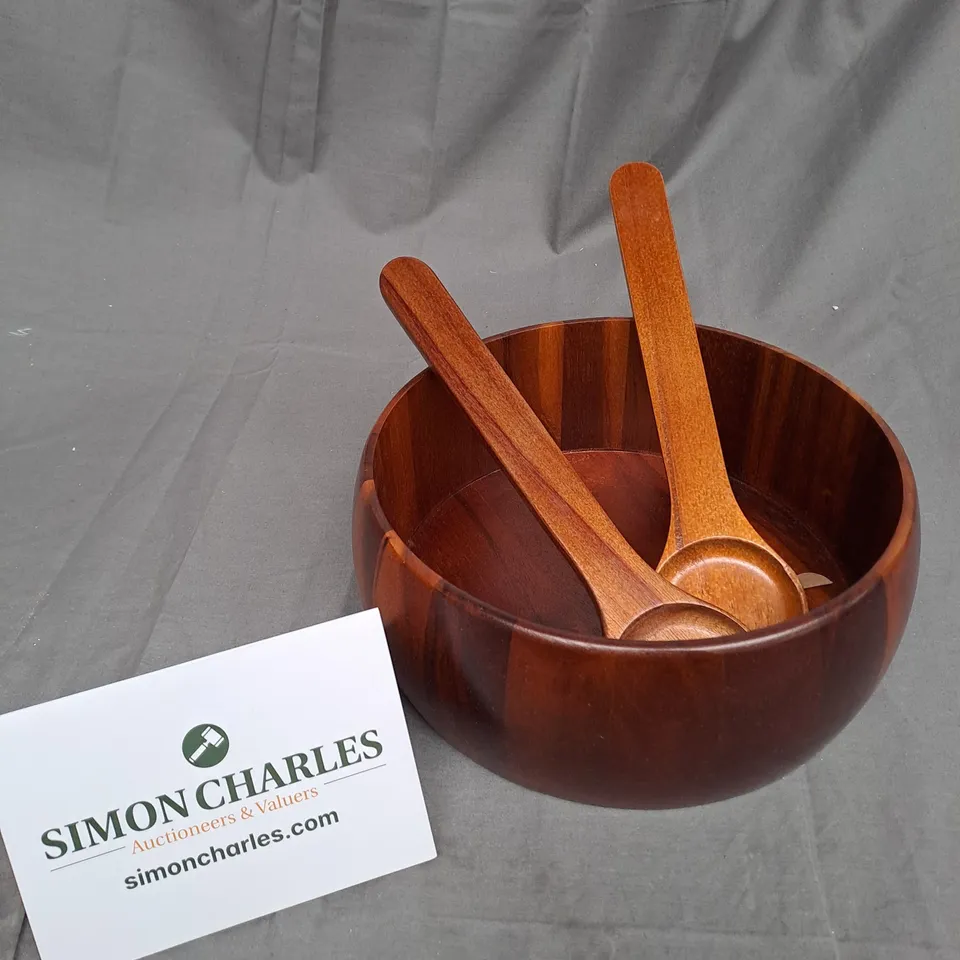 BOXED GIBSON HOMEWARES ACACIA WOOD 3PC SALAD SET 