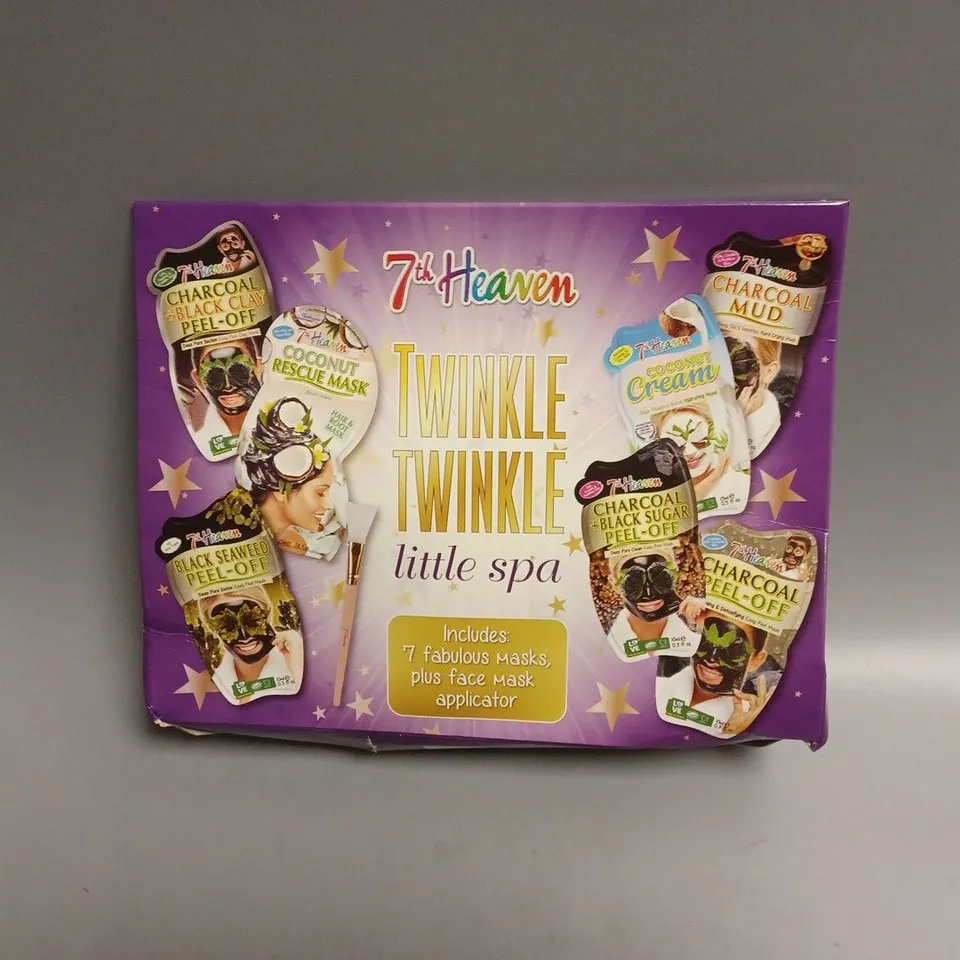 BOXED 7TH HEAVEN TWINKLE TWINKLE SPA SEVEN FABULOUS FACE MASKS AND APPLICATOR