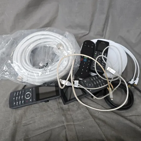 APPROXIMATELY 12 ASSORTED HOUSEHOLD ITEMS TO INCLUDE YEALINK PHONE, CHARGERS, HDMI CABLE, ETC