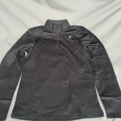 GYMSHARK TRAINING 1/4 ZIP TOP IN BLACK SIZE S