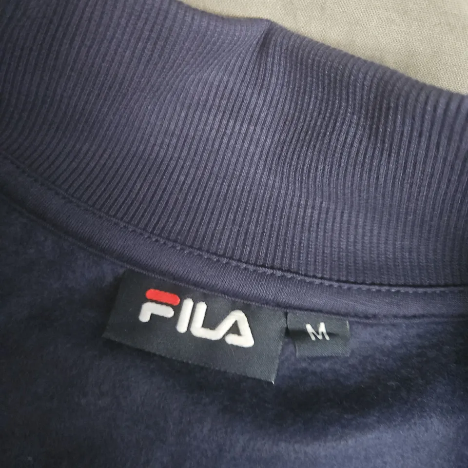 FILA NAVY QUARTER-ZIP FLEECE SWEATSHIRT – MEN'S, UK SIZE M