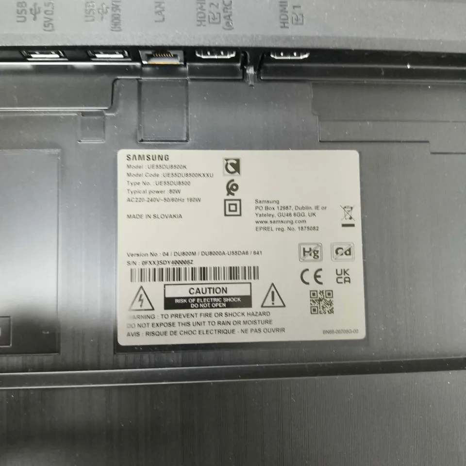 SAMSUNG 55-INCH DIGITAL UHD TV (DU8500 SERIES) DAMAGED SCREEN