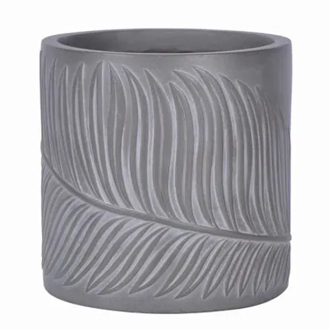 BOXED IDEALIST LEAF EMBOSSED BROWN GARDEN ROUND PLANTER (1 BOX)