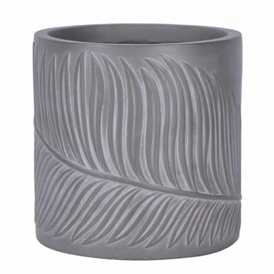BOXED IDEALIST LEAF EMBOSSED BROWN GARDEN ROUND PLANTER (1 BOX)