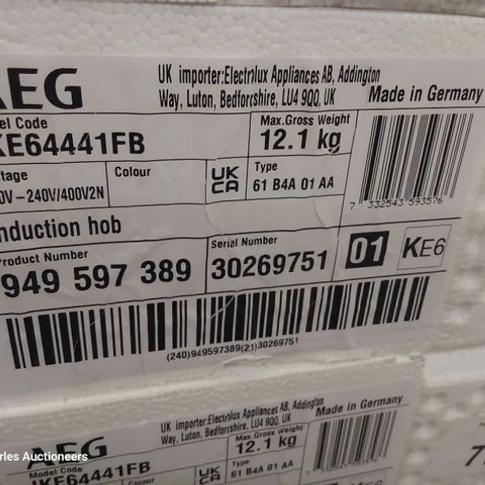 AEG INTEGRATED MULTPLE BRIDGE INDUCTION HOB MODEL IKE6441FB RRP £550