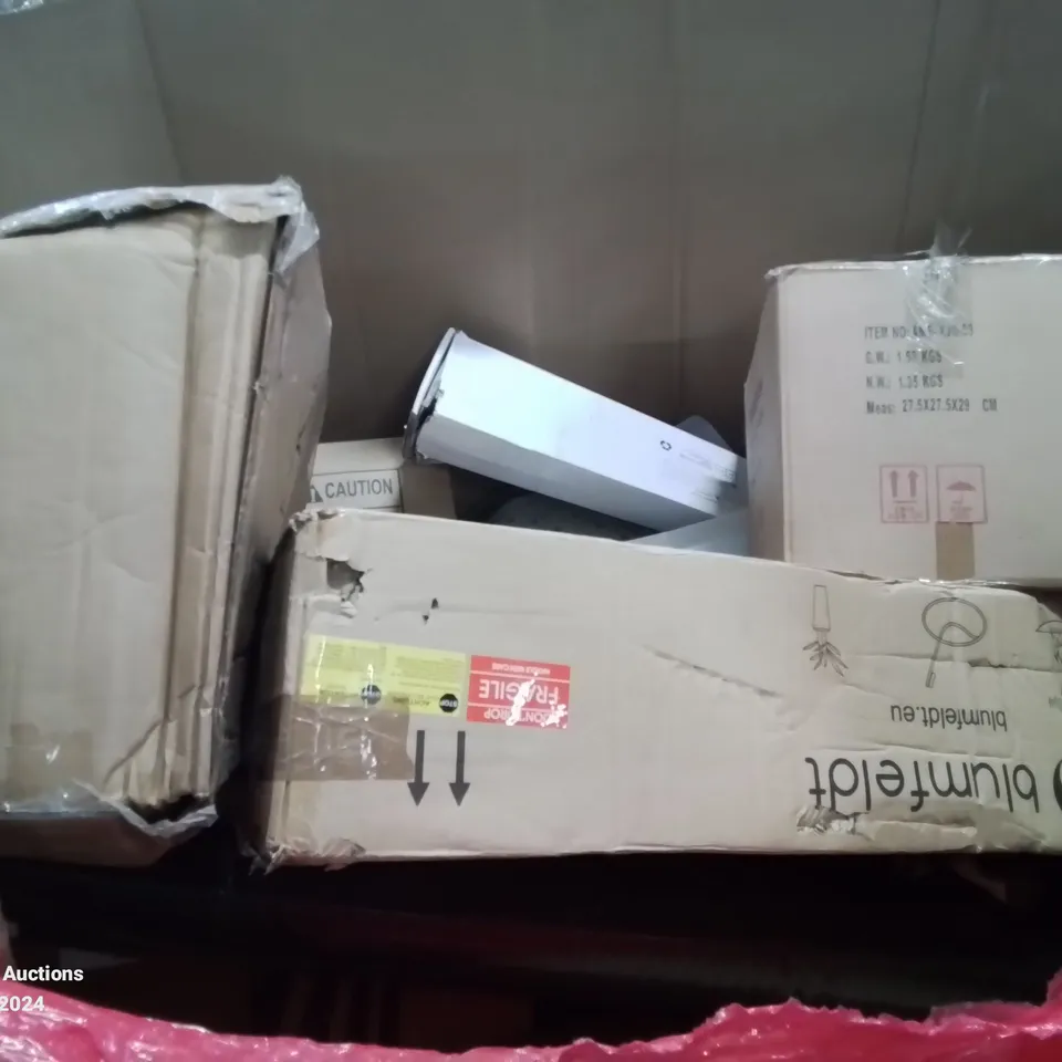 PALLET CONTAINING ASSORTED PRODUCTS INCLUDING STUNT SCOOTER, BLADELESS PURIFIER & FAN, DOG CAR SEAT, SHOWER MIXER