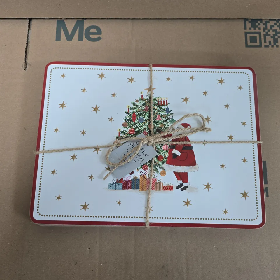 GISELA GRAHAM LONDON - 12 PACKS OF 4 DECORATIVE CHRISTMAS TABLE PLACEMENT MATTS 