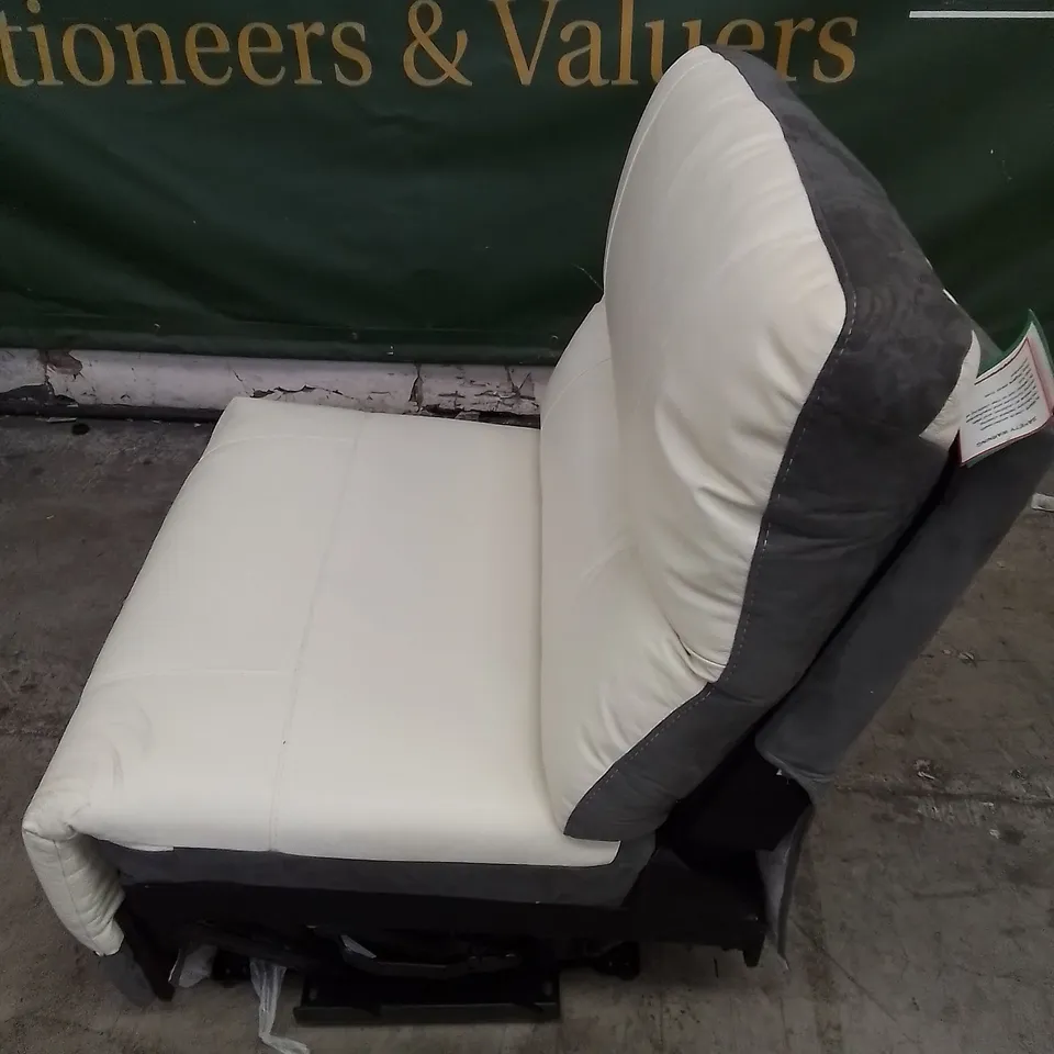 DESIGNER TITAN LARGE SINGLE POWER RECLINER UNIT PIECE - WHITE / GREY OUTER