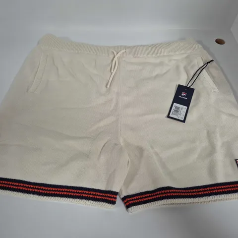 FILA CREAM KNIT SHORTS WITH DRAWSTRING β LOGO PATCH