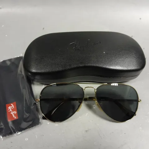 RAY BAN GOLD FRAMED GLASSES IN CASE