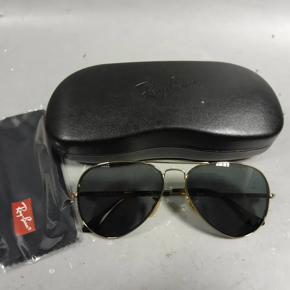 RAY BAN GOLD FRAMED GLASSES IN CASE