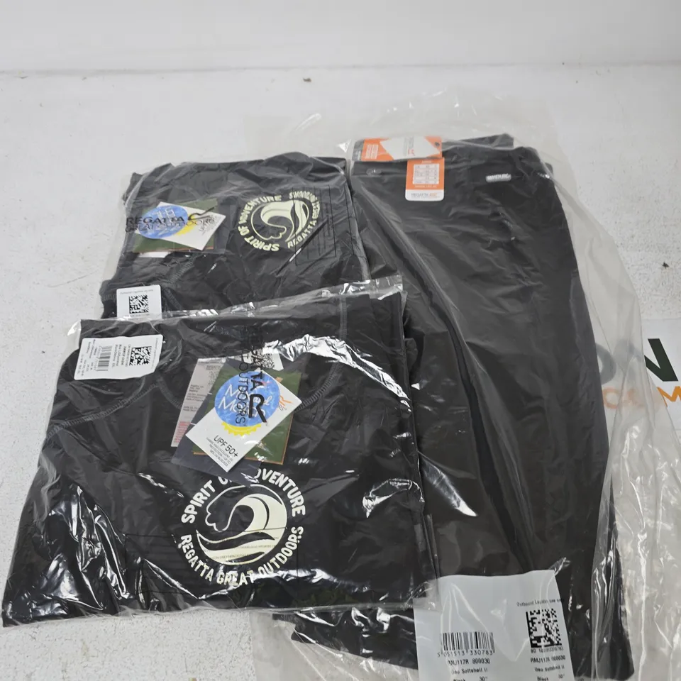 APPROXIMATELY 35 ASSORTED BRAND NEW REGATTA CLOTHING ITEMS IN VARIOUS SIZES, STYLES & COLOURS TO INCLUDE L/S RASH VEST & GEO SOFTSHELL TROUSERS