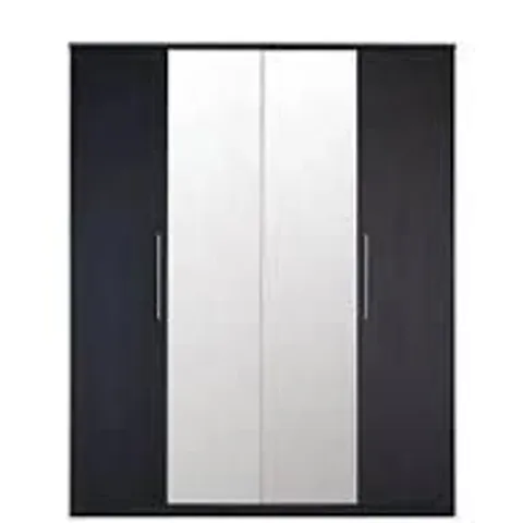 BOXED PRAGUE GREY 4-DOOR WARDROBE WITH MIRRORS (3 BOXES)