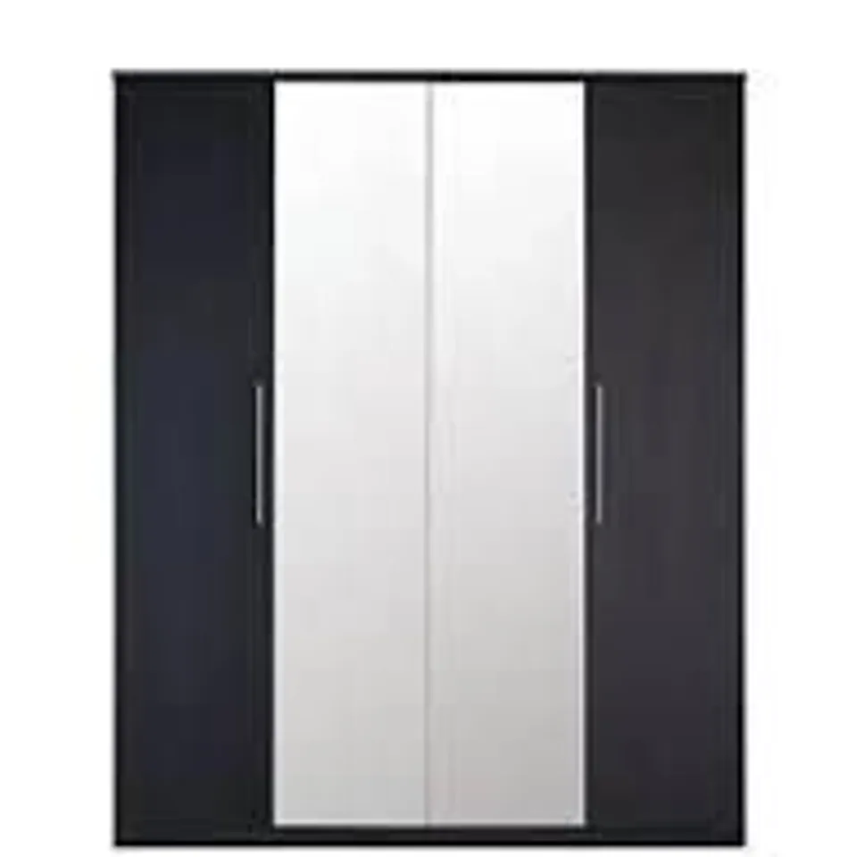 BOXED PRAGUE GREY 4-DOOR WARDROBE WITH MIRRORS (3 BOXES)