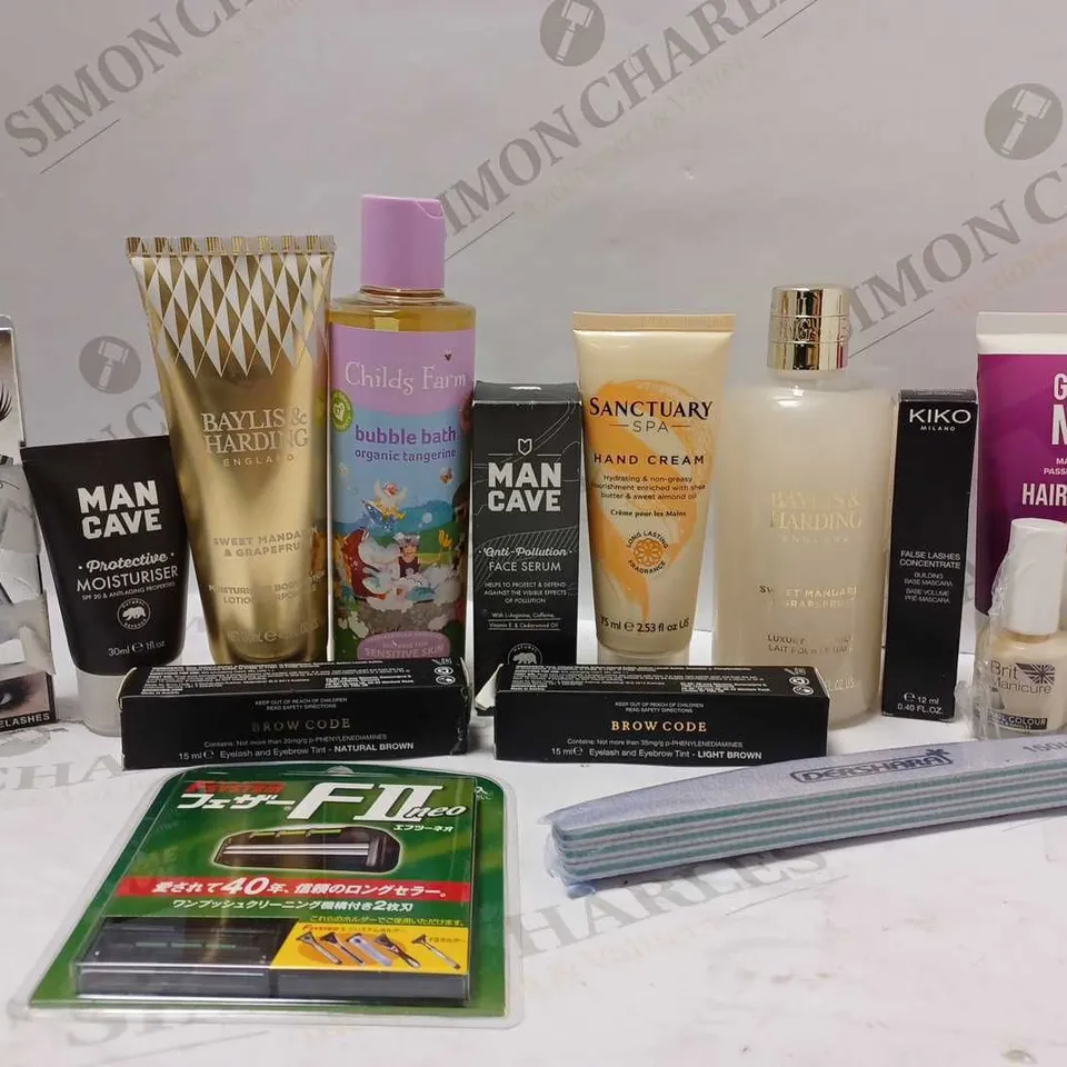 LOT OF APPROX 10 ASSORTED BEAUTY PRODUCTS TO INCLUDE MAN CAVE FACE SERUM, GIVE ME HAIR MASK, AVEDA OVERNIGHT SERUM, ETC 
