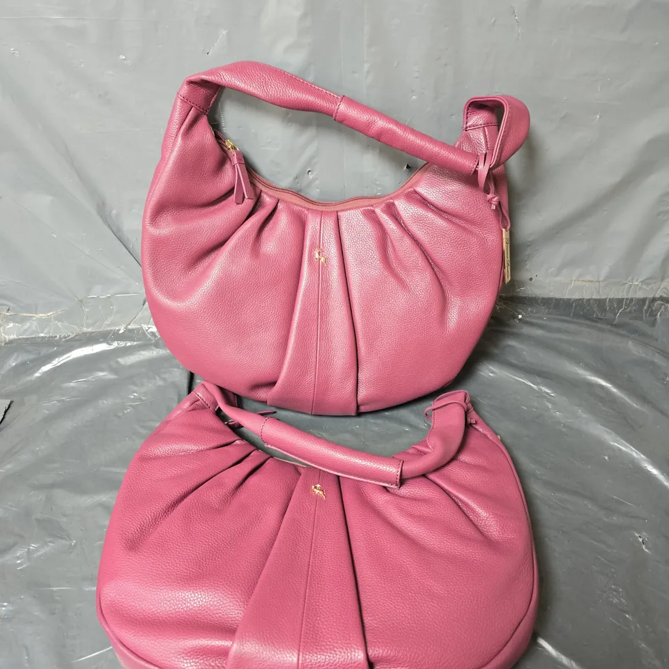 2X ASHWOOD LEATHER LARGE PLEATED SHOULDER BAG WINE