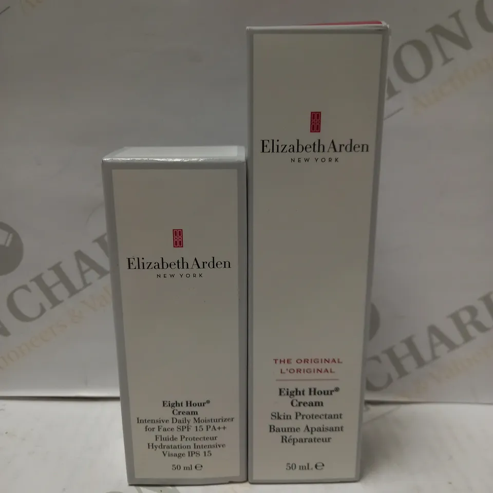 LOT OF 2 ELIZABETH ARDEN PRODUCTS TO INCLUDE EIGHT HOUR MOISTURIZING CREAM 50ML & EIGHT HOUR THE ORIGINAL SKIN PROTECTANT 
