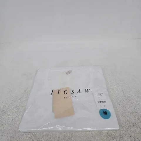 JIGSAW SUPIMA COTTON SCOOP NECK T SHIRT WHITE MEDIUM