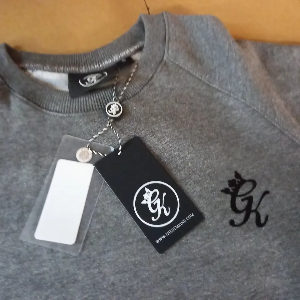 GYM KING MINDFIELD CREW JUMPER IN GREY - UK S