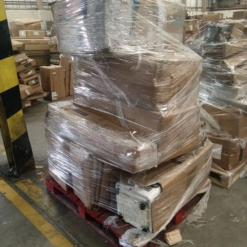 PALLET OF ASSORTED HOUSEHOLD GOODS AND PRODUCTS TO INCLUDE; AIR COOLER/DEHUMIDIFIER, GARDEN FURNITURE, GAMING CHAIR ETC
