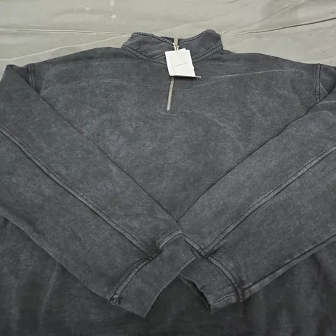 ZARA 1/4 ZIP WASHED GREY JACKET - SIZE L