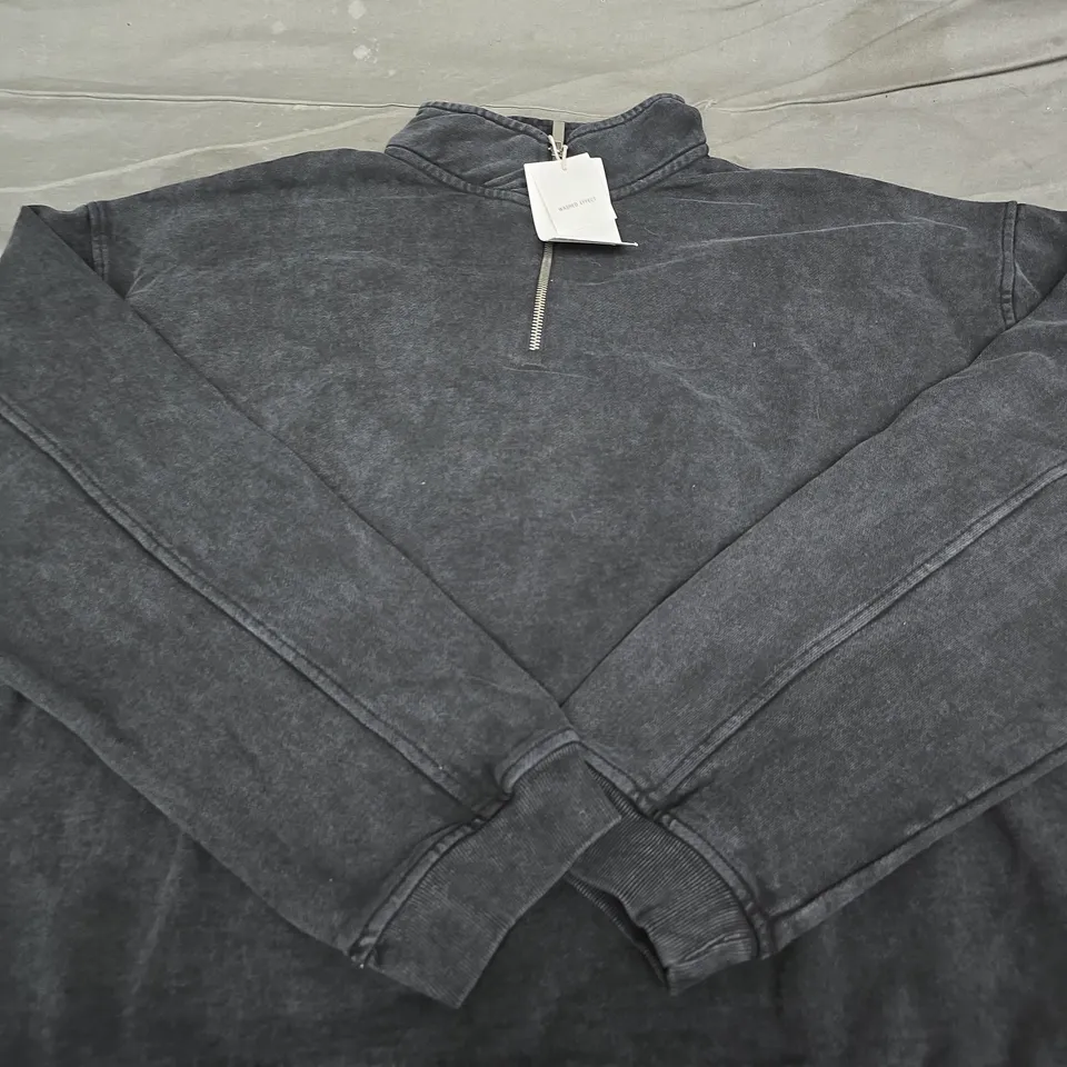 ZARA 1/4 ZIP WASHED GREY JACKET - SIZE L