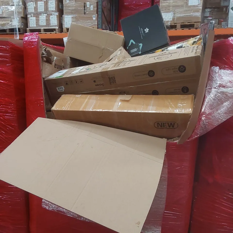 PALLET CONTAINING A LARGE QUANTITY OF ASSORTED ITEMS INCLUDING: AIR FAN, GOVEELIFE 42 INCH SMART TOWER FAN, LEGO SET, TOMMEE TIPPEE ULTRA UV STERILISER ECT