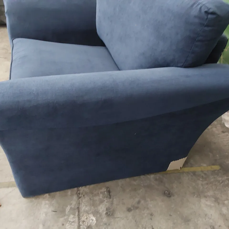 DESIGNER EASY CHAIR BLUE PLUSH FABRIC 