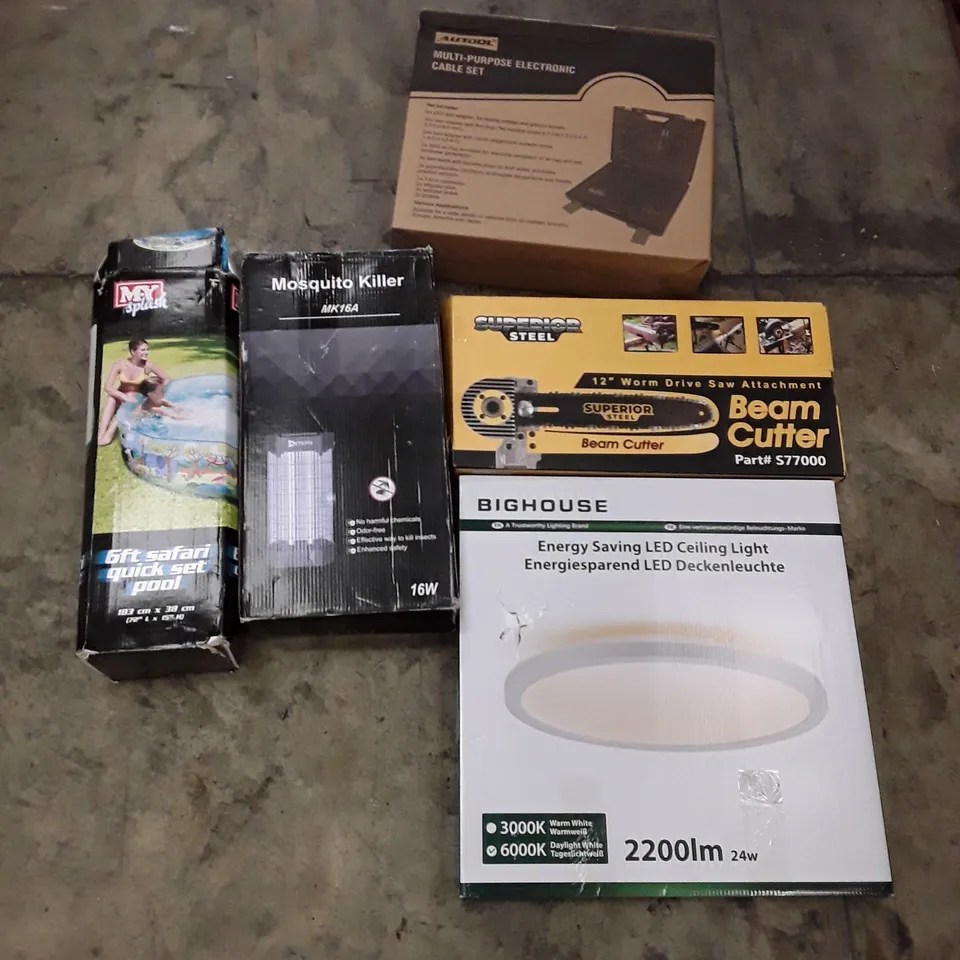 PALLET OF ASSORTED PRODUCTS TO INCLUDE; MOSQUITO KILLER - SUPER STEEL BEAM CUTTER - ELECTRONIC CABLE SET ECT