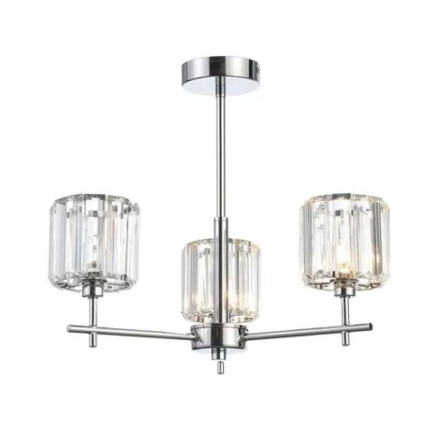 BOXED PEGASI INGOT 3 LIGHT SEMI FLUSH CHANDELIER IN CHROME