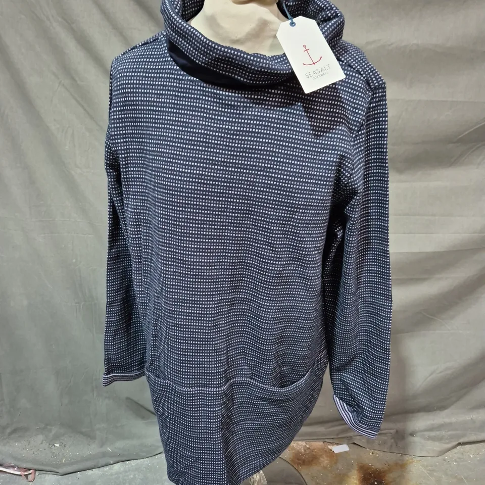 SEASALT CORNWALL MAWGAN PORT TUNIC – NAVY/WHITE DOTS, UK 14
