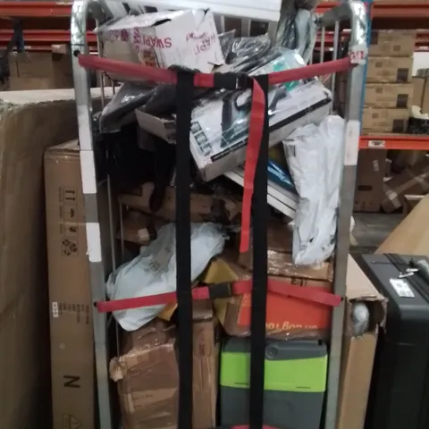 CAGE OF ASSORTED HOUSEHOLD GOODS AND PRODUCTS TO INCLUDE;IRON,DUMBBELL,CHOPPER MACHINE