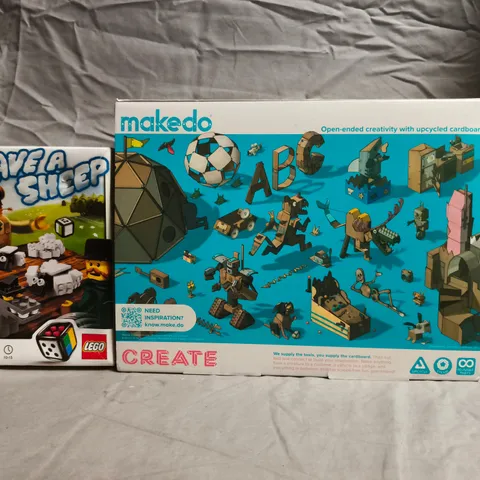 BOX OF APPROXIMATELY 20 ASSORTED TOYS AND GAMES TO INCLUDE MAKEDO, LEGO SHAVE A SHEEP, ETC - COLLECTION ONLY