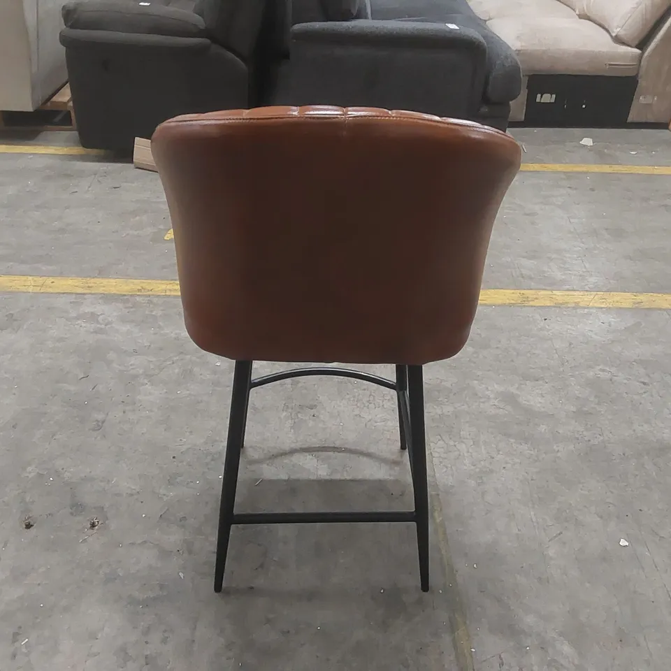 DESIGNER LEATHER BAR CHAIR WITH METAL BASE