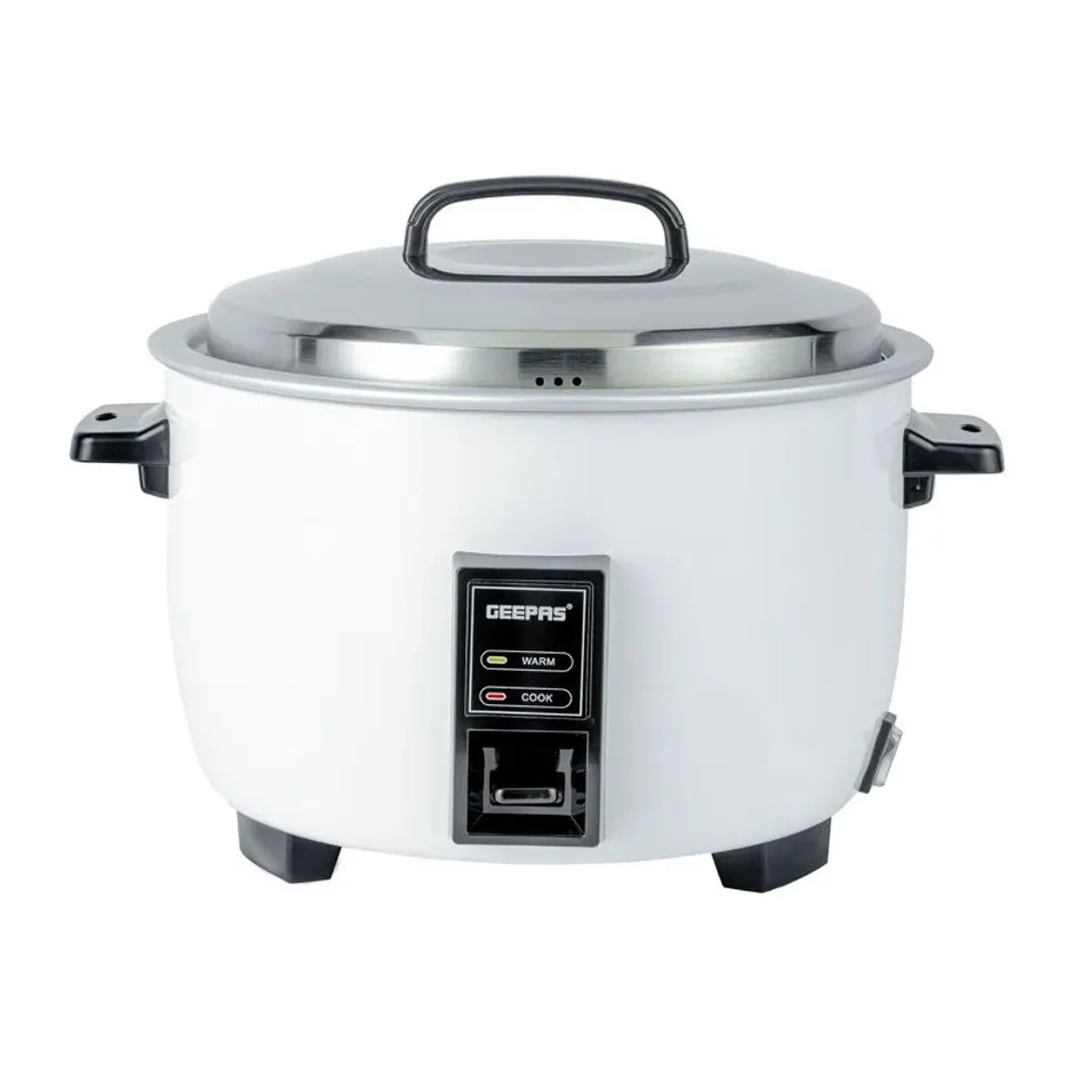 BOXED GEEPAS COMMERCIAL RICE COOKER 4.2L, 1600W NON-STICK ALUMINUM (1 BOX)