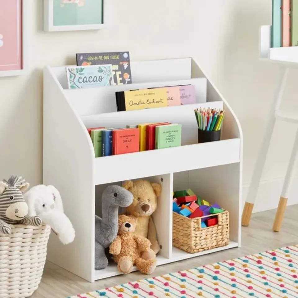 BOXED KIDS CASEY BOOKCASE WITH STORAGE - WHITE (1 BOX)