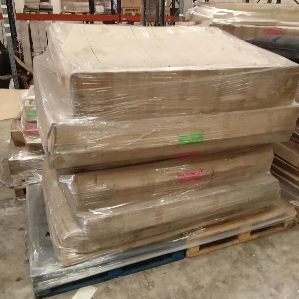 PALLET OF ASSORTED INCOMPLETE DESIGNER BED FRAME PARTS AND PIECES