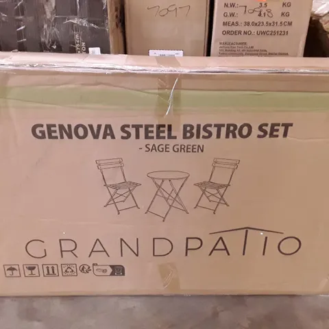 BOXED GRANDPATIO GENOVA STEEL BISTRO SET - SAGE GREEN  