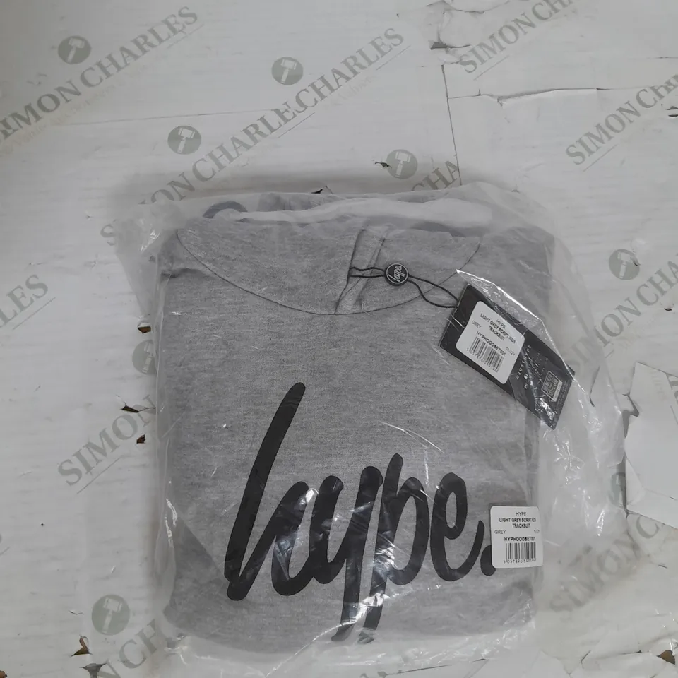 HYPE KIDS SCRIPT TRACKSUIT IN LIGHT GREY SIZE 11-12YRS