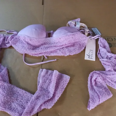 OH POLLY PINK EMBELLISHED SLEEVED BRALETTE - UK 10