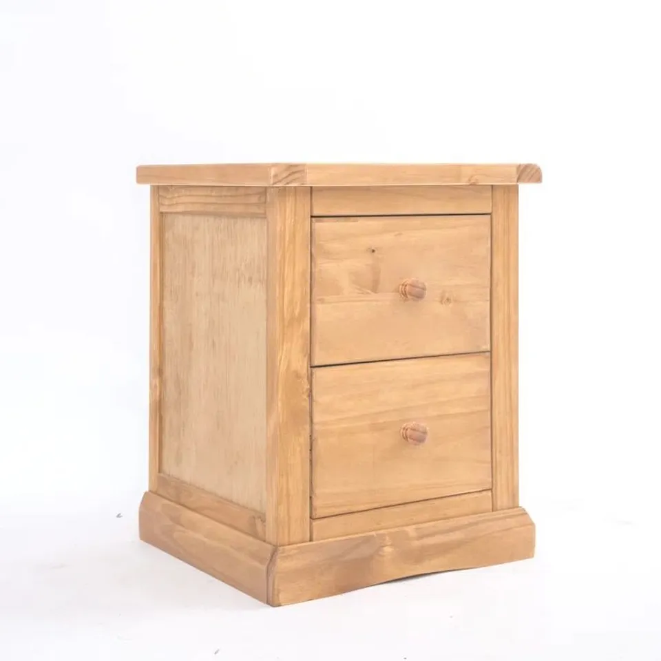 BOXED 2 DRAWER BEDSIDE TABLE WAXED