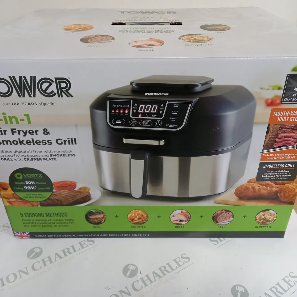 TOWER 5IN1 AIR FRYER & SMOKELESS GRILL