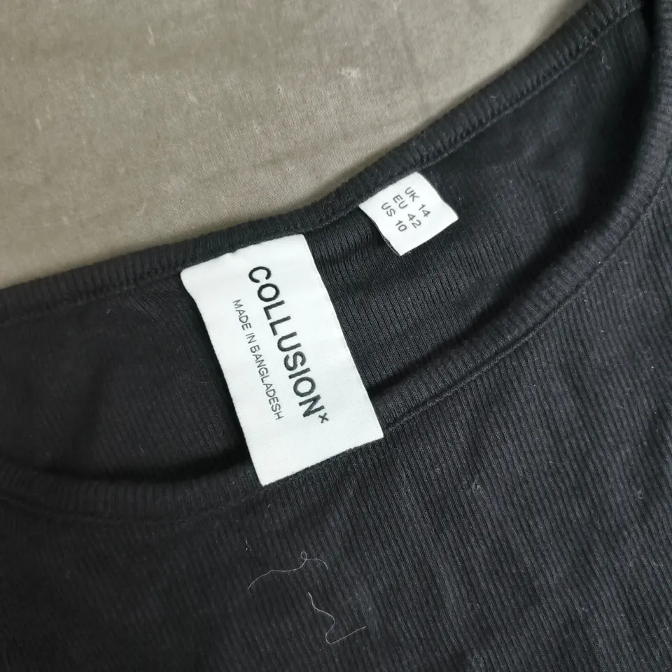 COLLUSION WOMEN'S BLACK SLEEVELESS TOP, UK 14 (EU 42, US 10)