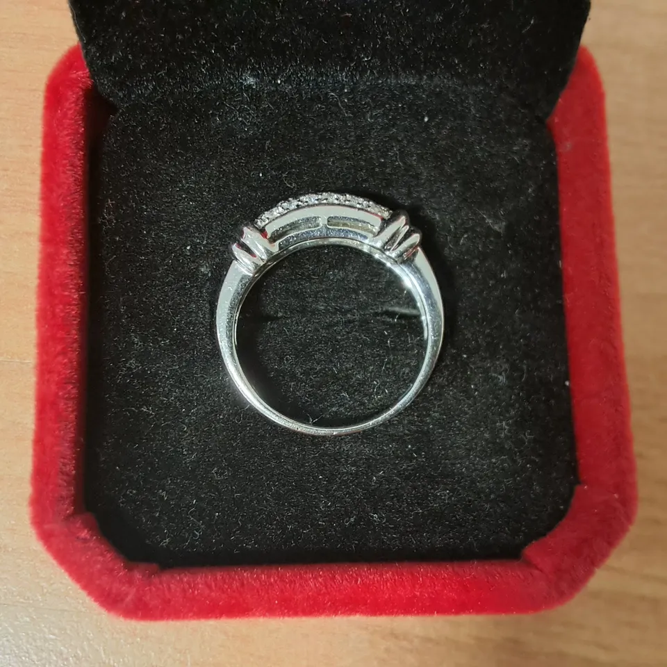 18CT WHITE GOLD RING PAVE SET WITH NATURAL DIAMONDS