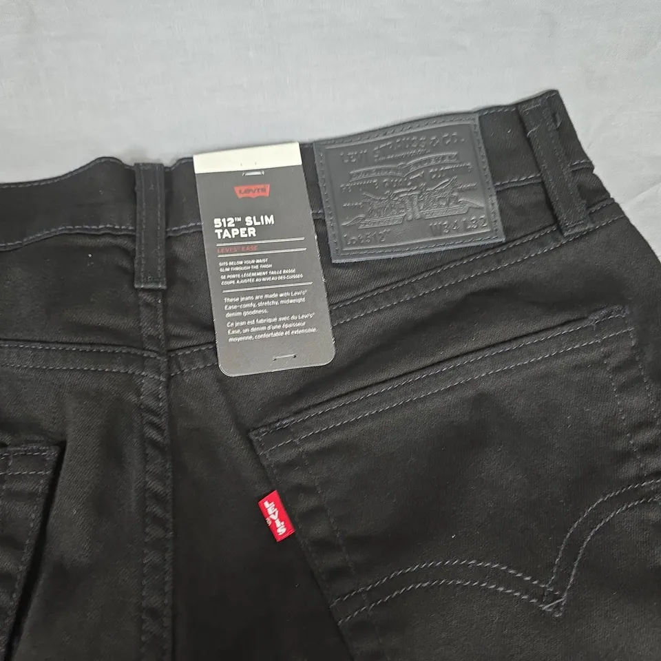 LEVI'S 512 SLIM TAPER JEANS – BLACK – UK 34 (US 34 X 32)